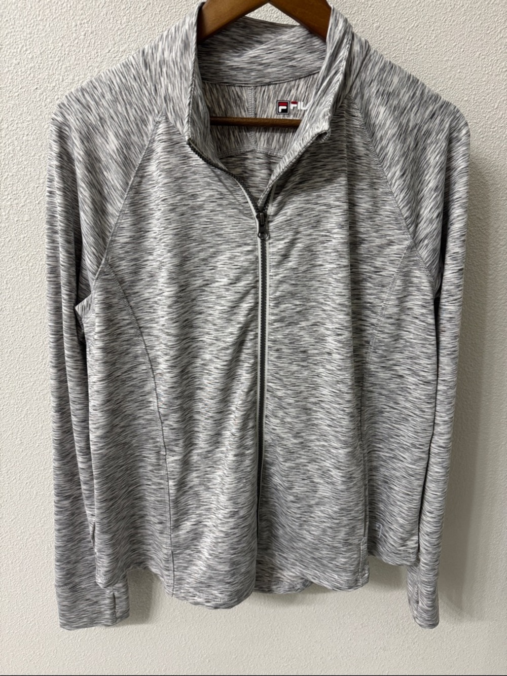 Fila Sport Light Gray Heathered Full-Zip Performance Jacket